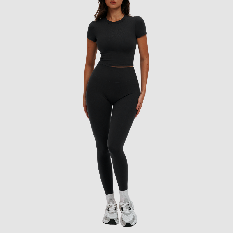 Wholesale solid color short-sleeved T-shirt + leggings