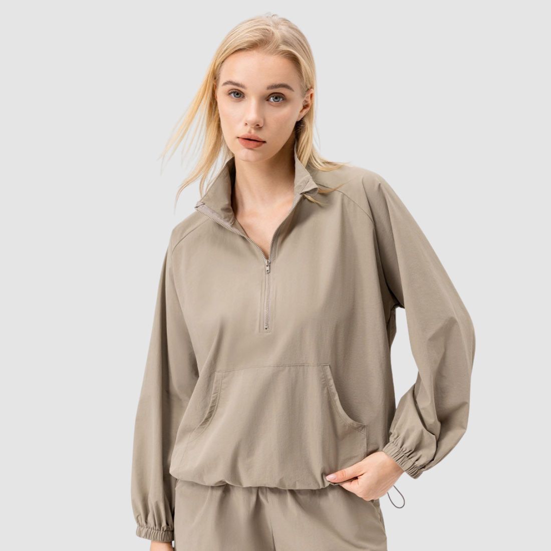 Wholesale Women's Loose Stand-Collar Half-Zip Sports Pullover