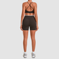 Wholesale Women’s Contrast Sports Bra & High-Waist Biker Shorts Yoga Set