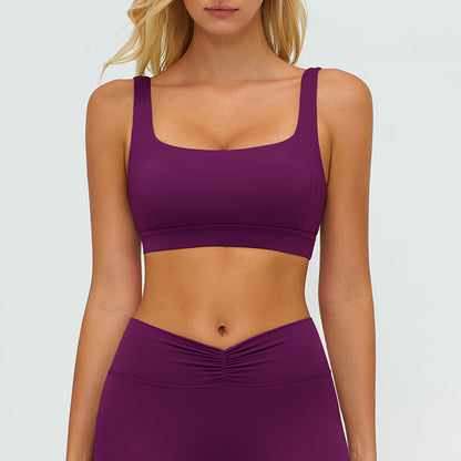 Wide-strap supportive sports bra
