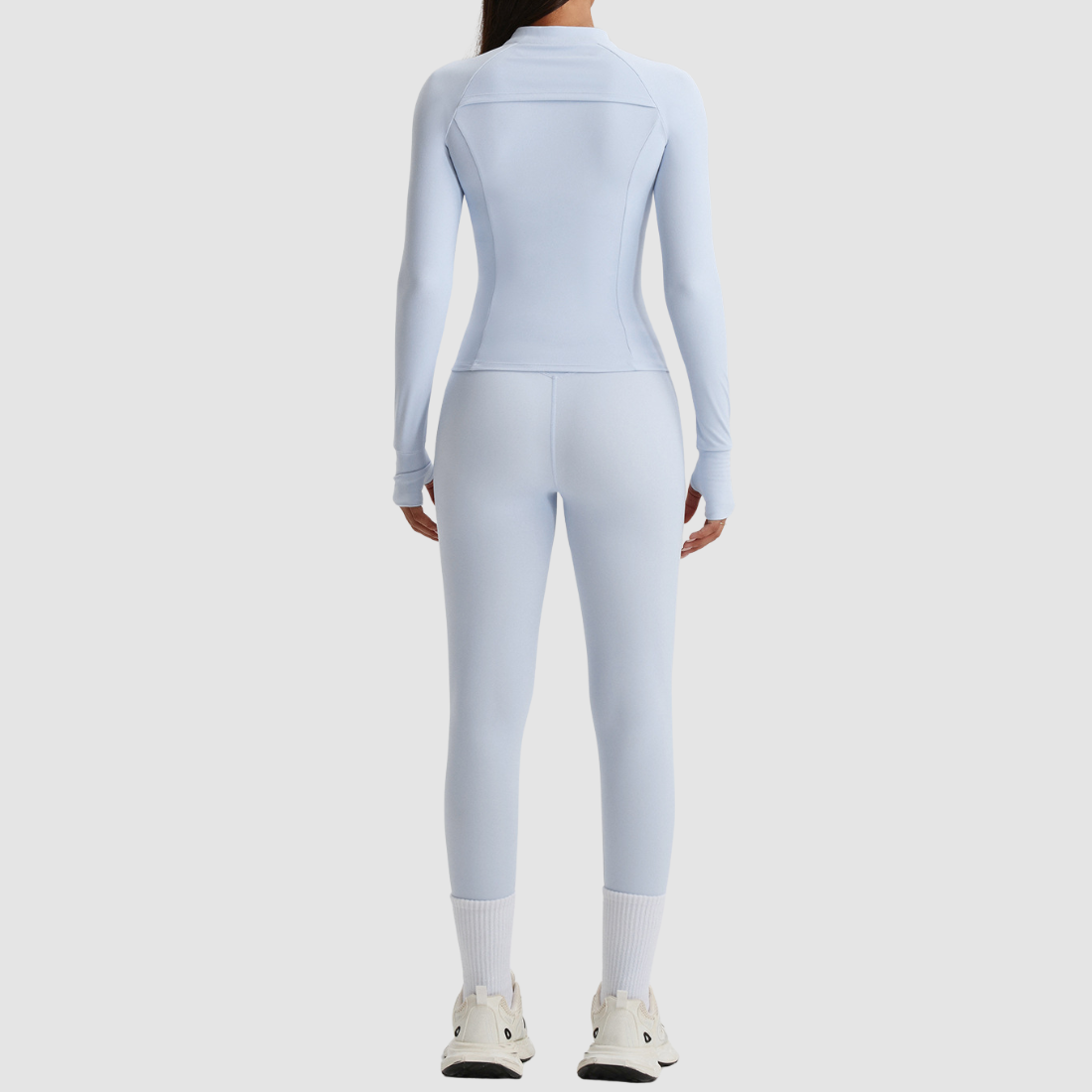 Women's Activewear Zip-up Long-Sleeve Jacket & Straight-Leg Pants Yoga Set