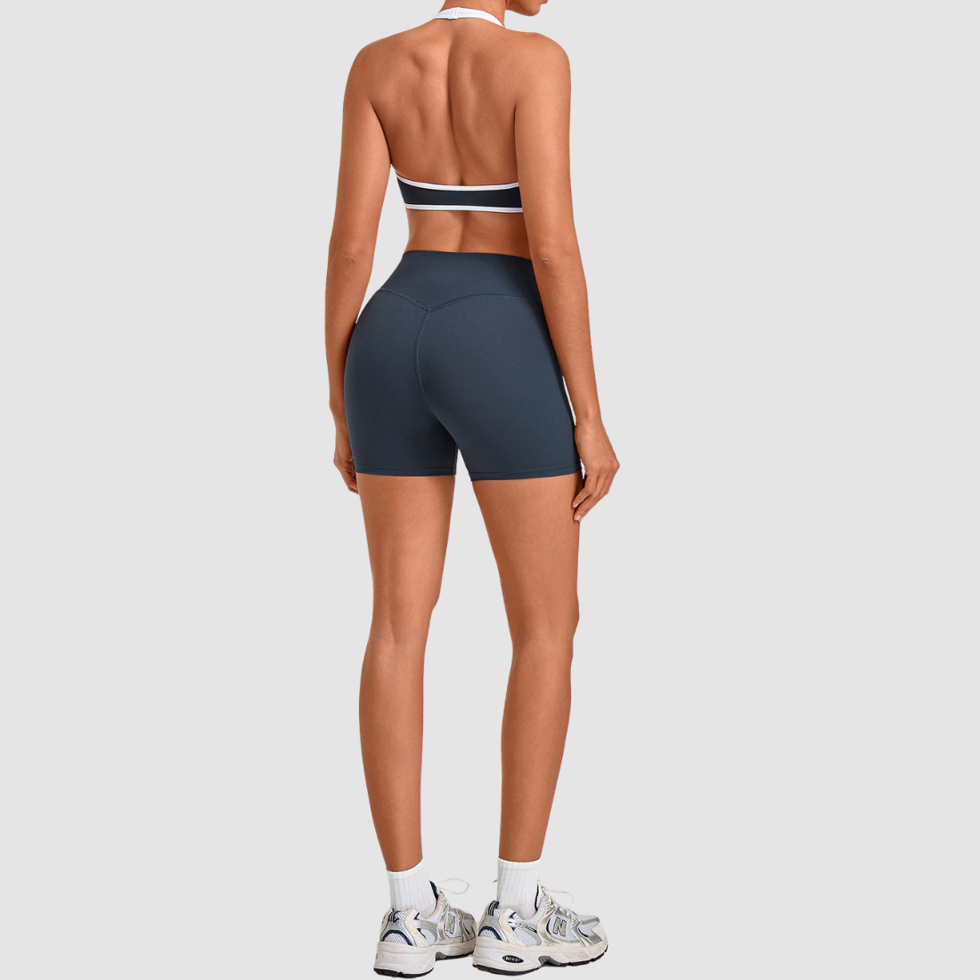 Wholesale Women’s Contrast Sports Bra & High-Waist Biker Shorts Yoga Set
