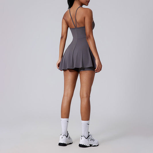 Wholesale Thin Straps Backless Pleated Tennis | Wonderxfans bulk activewear