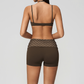 Wholesale Women's Polka Dot & Stripe Yoga Set Halter Neck Sports Bra & Shorts w/ Chest Pad