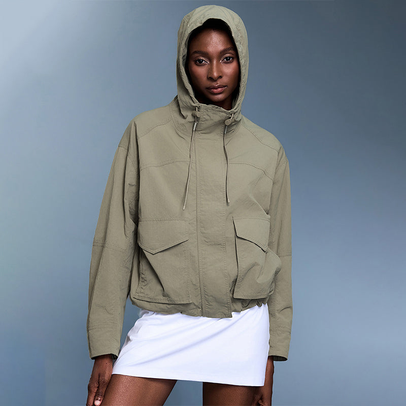 Durable Loose-Fit Cropped Windbreaker Jacket