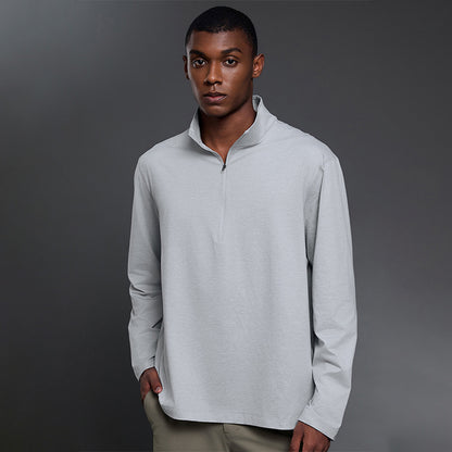 Half-zip stand-up collar long-sleeved T-shirt