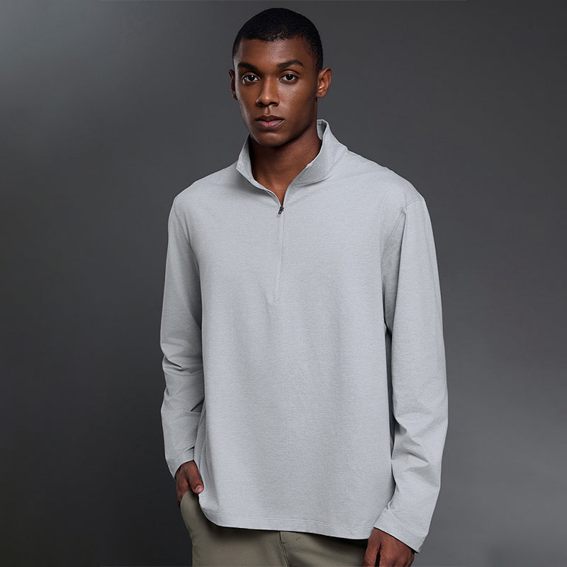 Half-zip stand-up collar long-sleeved T-shirt