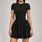 Solid Half Zipper Pleated Anti-Exposure Tennis Dress
