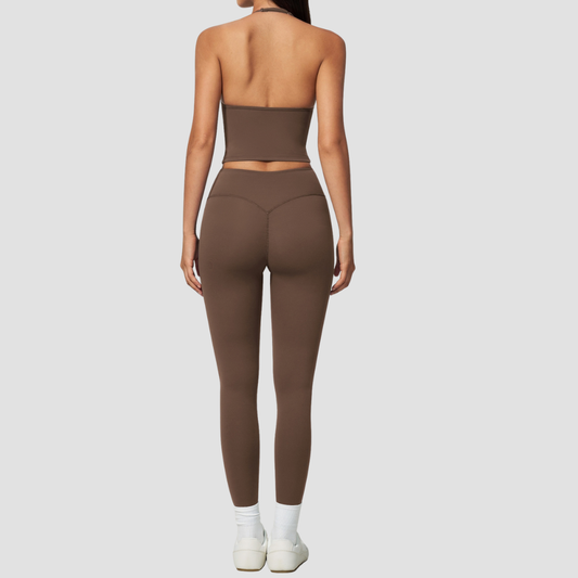 Wholesale Women's Deep-V Sleeveless Vest + Long Pants Yoga Set