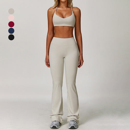 Brushed yoga bra + Flared Leg pants 2-piece set