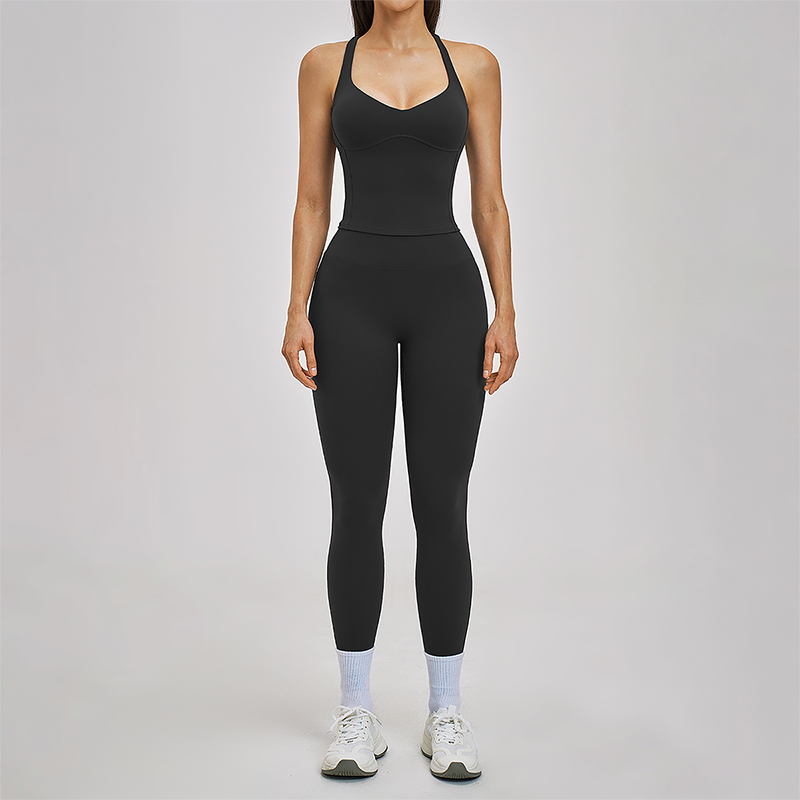Wholesale Cross Back Tank Top+High Waist Legging 2-piece Set