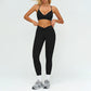 Removable bra pads + high-waisted pleated leggings 2-piece set