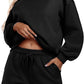 Round neck loose casual sweatshirt+Loose-fitting athletic shorts 2-piece set