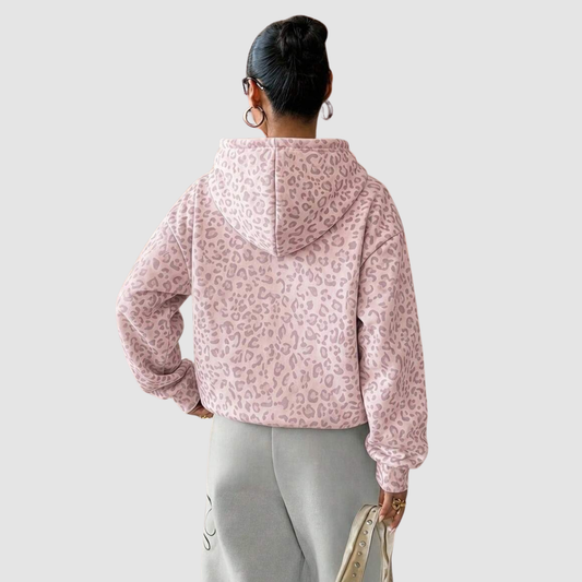 Wholesale Women's Leopard Print Pullover Hoodie – Loose Long Sleeve Sweatshirt
