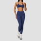 Wholesale Women's Seamless Yoga Set: Strappy Sports Bra & Leggings – High-Stretch w/ Chest Pad