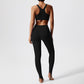 Removable padded sports bra + footed sports leggings 2-piece set