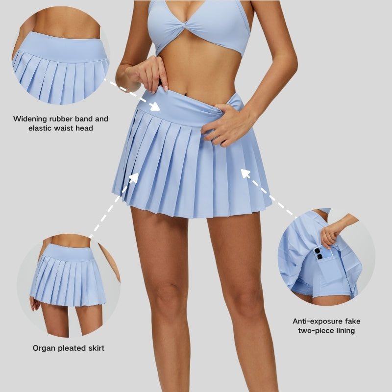Anti-exposure design pleated skirt