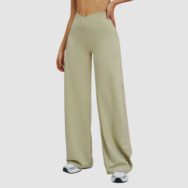 Wholesale high-waisted cross-waist wide-leg pants