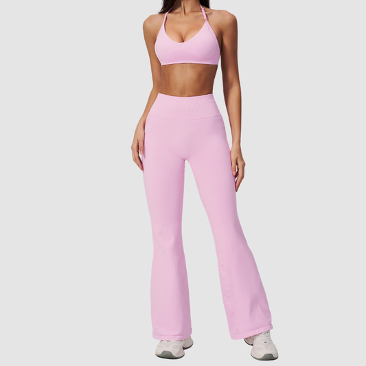 Wholesale Women's Sports Bra & Flare Pants Set – Seamless Yoga Activewear