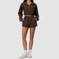 Wholesale Women's Stand-Collar Jacket and Shorts Set