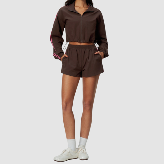 Wholesale Women's Stand-Collar Jacket and Shorts Set