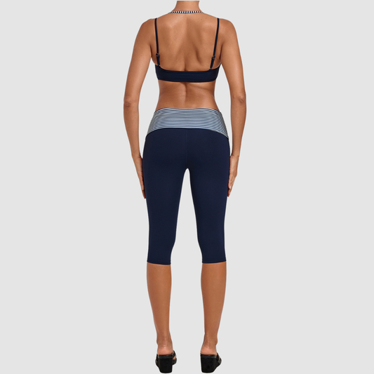 Wholesale Women's Faux-layered Bra Bra+Fold-over Waistband Shorts 2-Piece Set