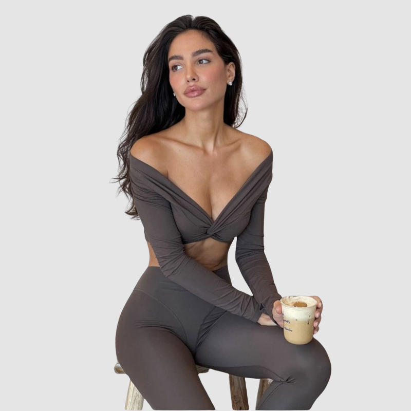 Wholesale High-Elasticity Quick-Dry V-Neck Cropped Yoga | Wonderxfans bulk activewear
