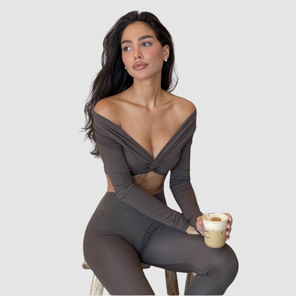 Wholesale High-Elasticity Quick-Dry V-Neck Cropped Yoga | Wonderxfans bulk activewear