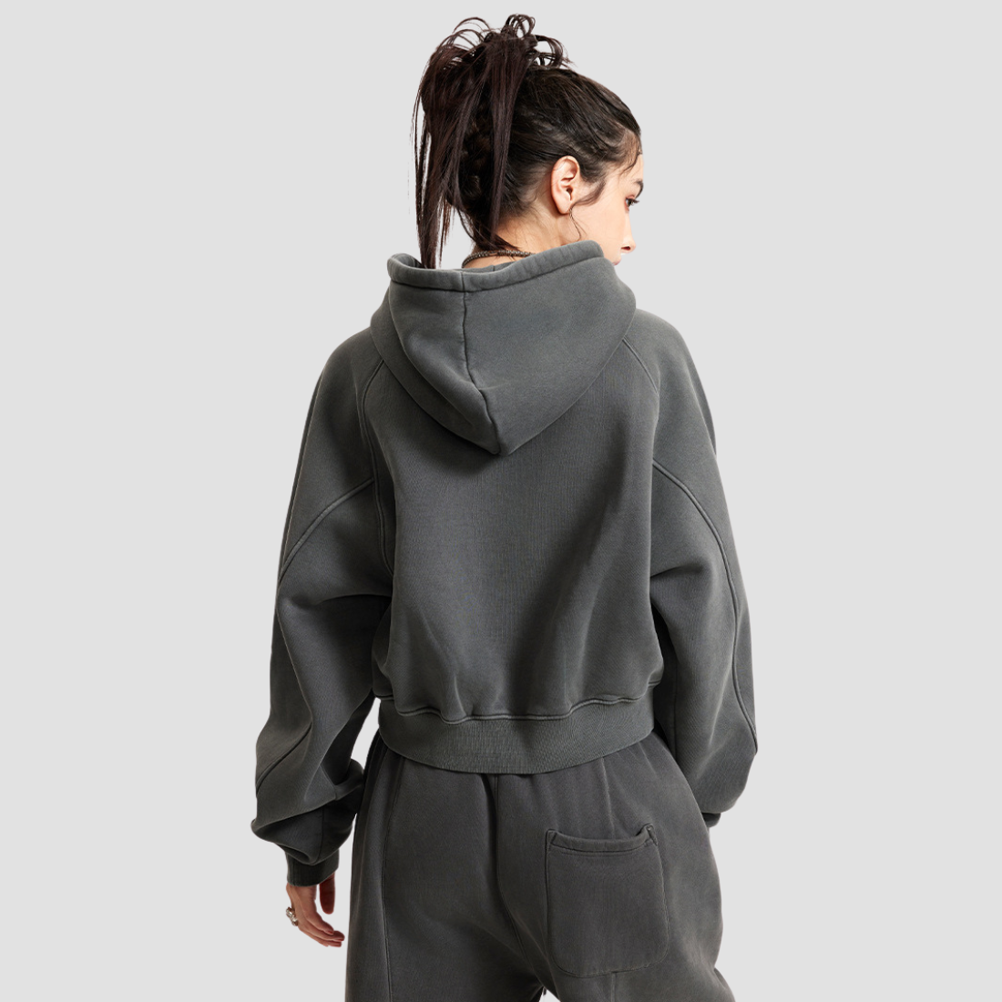 Wholesale Women’s Vintage Washed Raglan Hoodie – Fleece Cropped Pullover