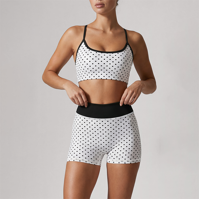 Wholesale Wave Point Quick Dry Naked Feel Vest+High Waist Short Set (Pre-sale)