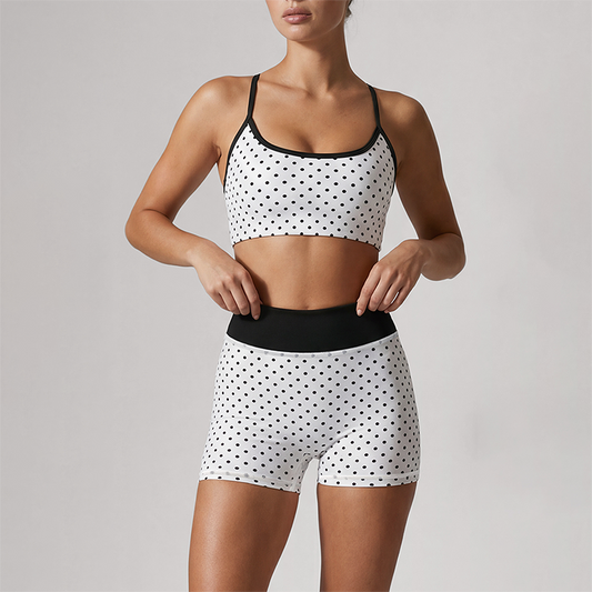 Wholesale Wave Point Quick Dry Naked Feel Vest+High Waist Short Set (Pre-sale)