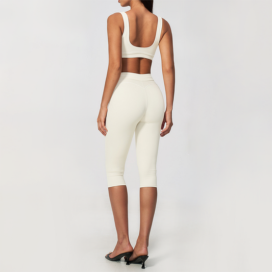 Wholesale Women's Colorblock Brushed Yoga Set: Sports Bra & Biker Shorts