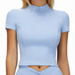 Wholesale Slim-fit stand-up collar short-sleeved top | Wonderxfans bulk activewear