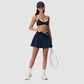 Wholesale Women's Color Block Sports Bra & Anti-Exposure High-Waist Mini Skirt Set – Naked Feel Yoga Gym Activewear