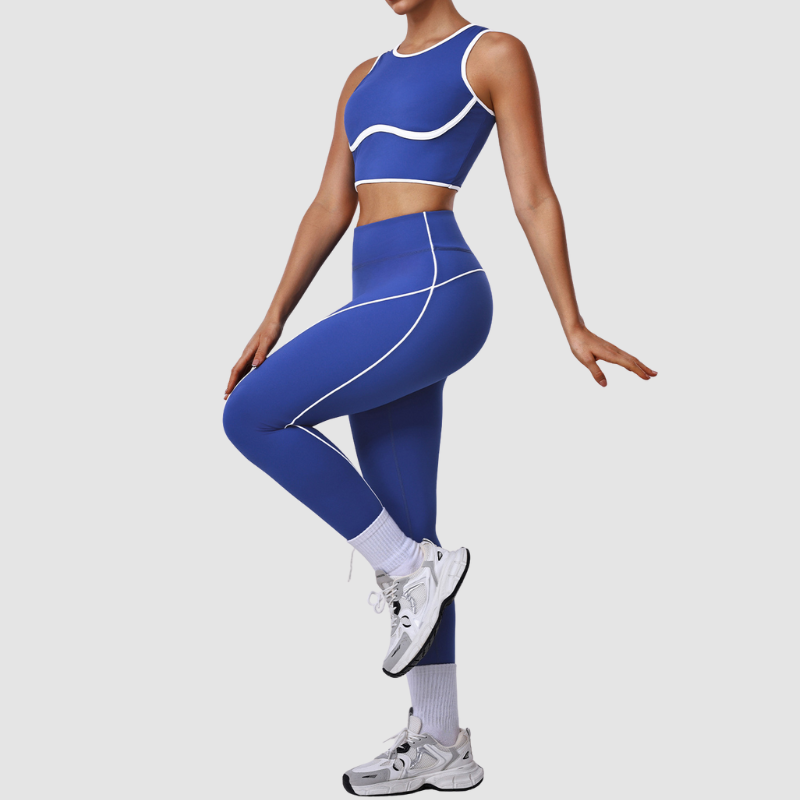 Wholesale color-blocked sports bra + leggings