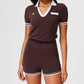 contrasting color Short Sleeve polo shirt tennis Jumpsuit with pockets