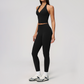 Wholesale Women's Cream-Feel Fleece Deep-V Halter Neck Tank Top & Leggings Set
