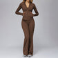 Zippered quick-drying sports jacket+High-waisted wide-leg sweatpants 2-piece set