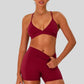 Strap bra + high-waisted shorts 2-piece set