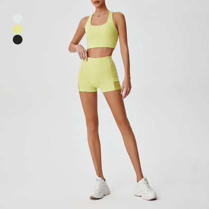 Racerback Sports Bra + High-Waist shorts 2-Piece Set