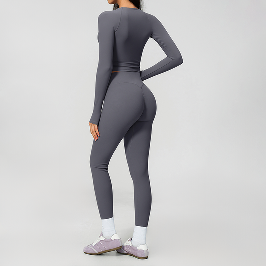 Wholesale Women's Cream-Feel Fleece Long Sleeve Top & High-Waist Leggings Set