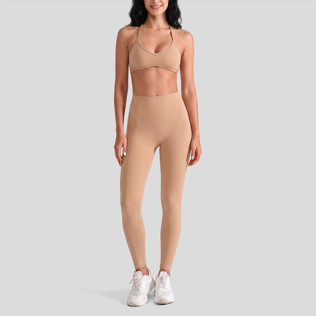 Wholesale High-Waist Yoga Leggings+Naked-Feel Bra Set