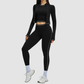 Color blocking nude sports jacket+Sport Bra+Legging running fitness 3-piece set