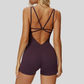 Shorts jumpsuit with cutout back