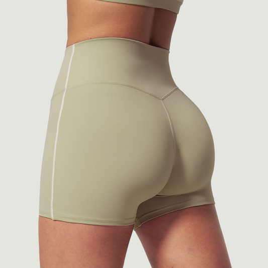 Wholesale Women's Seam-Detail Colorblock High-Waist Booty Shorts – Butt-Lifting Yoga Gym Activewear