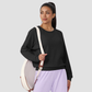 Women's Waffle Knit Crew Neck Long Sleeve Athletic T-Shirt