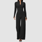 Wholesale Women's Zip-UP Long-Sleeve Wide-leg Yoga Overalls Bodysuit