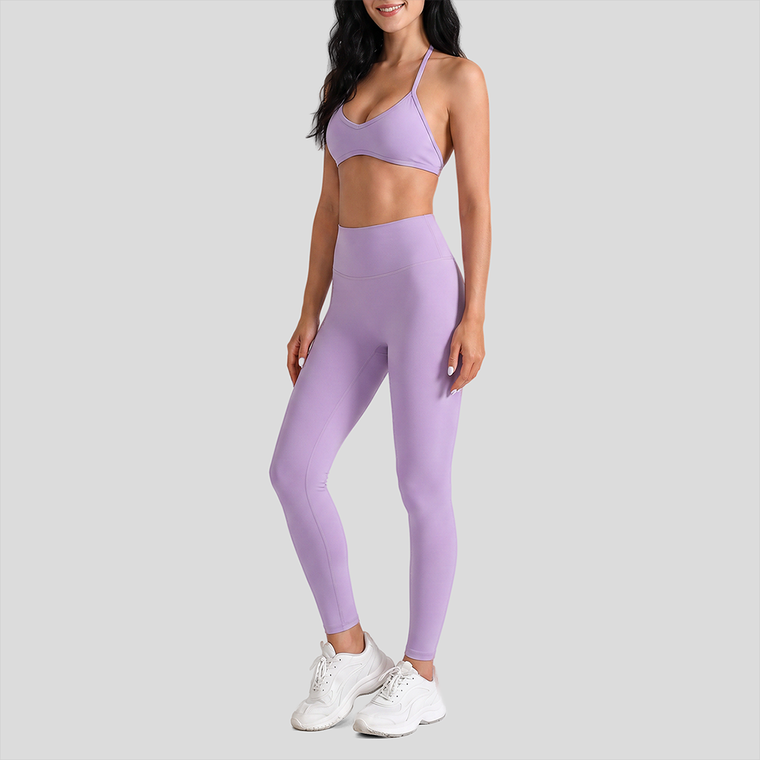 Wholesale High-Waist Yoga Leggings+Naked-Feel Bra Set