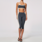 Wholesale Women's Colorblock Bare-Feel Yoga Set Sports Bra & Capri Pants