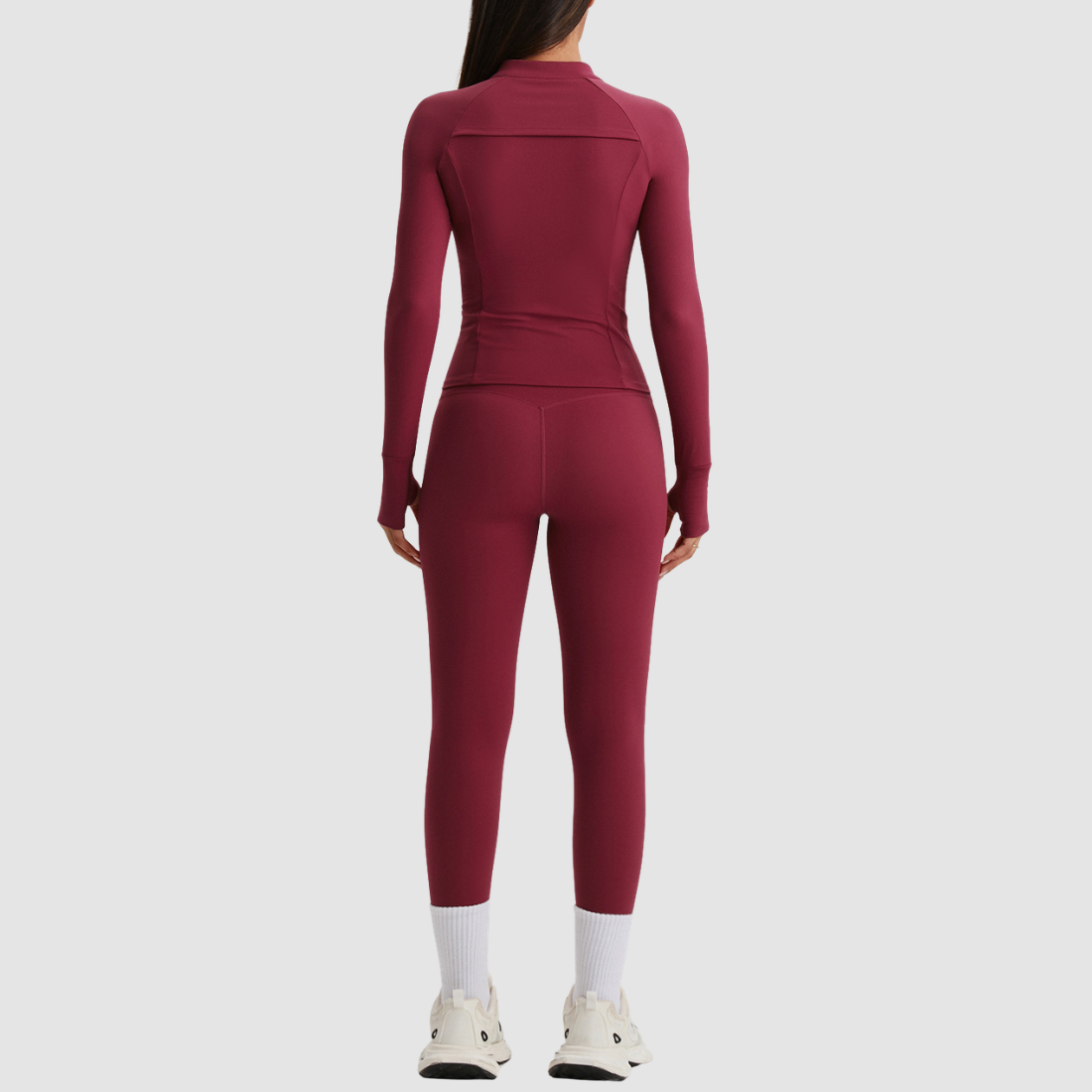 Women's Activewear Zip-up Long-Sleeve Jacket & Straight-Leg Pants Yoga Set
